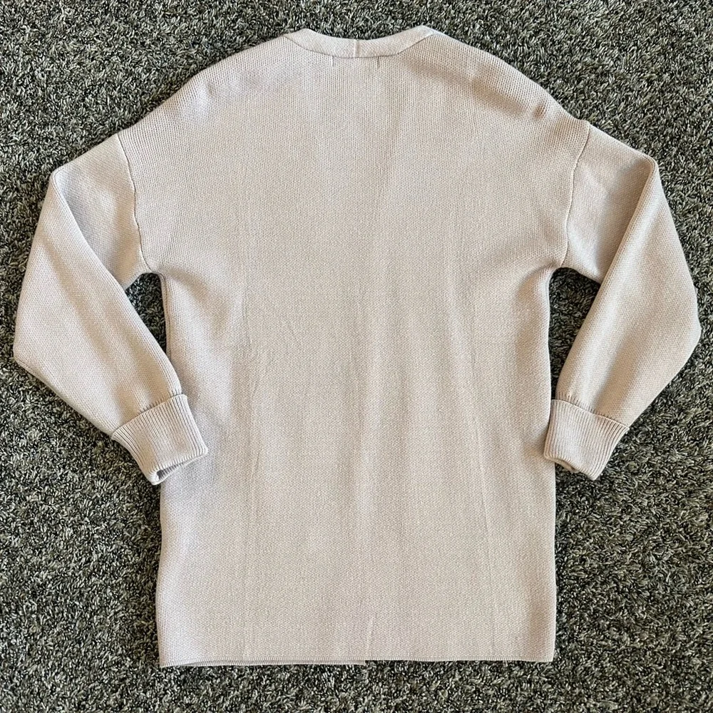 ZESICA Women's Cream Long Sleeves Open Front Knitted Sweater Cardigan SMALL - Picture 4 of 8